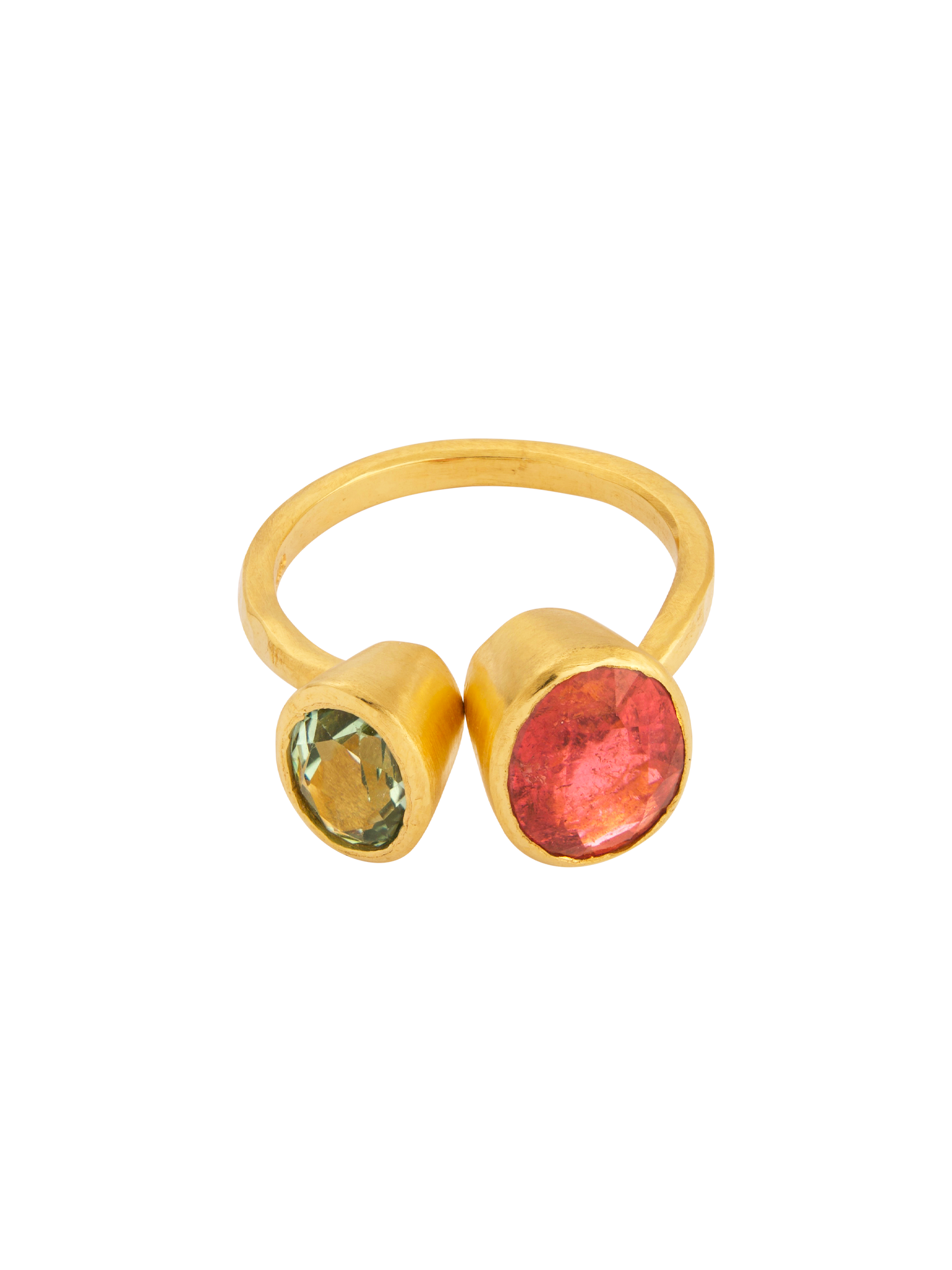 18kt gold vermeil pink & green tourmaline ring